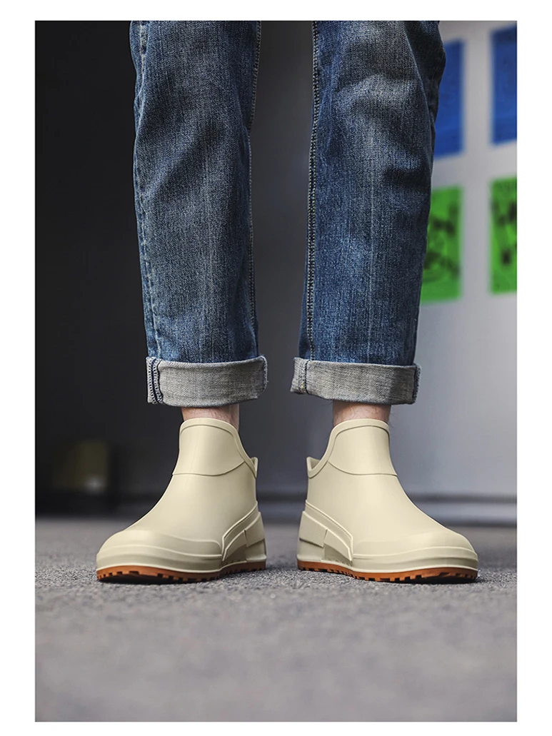 Botas de lluvia cortas para hombre, zapatos de trabajo al aire libre, parte inferior uesa, goma resistente al desgaste, a l...