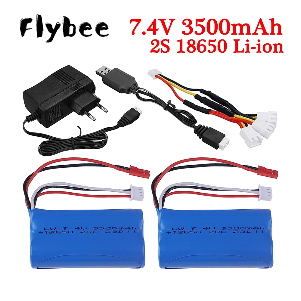 18650 7.4V 3500mAh Li-ion Battery With JST Plug 2S for UDIRC UD1601 UD1602 UD1604 UD1607 SG1603 SG1604 RC Flat Sports Car Toys​