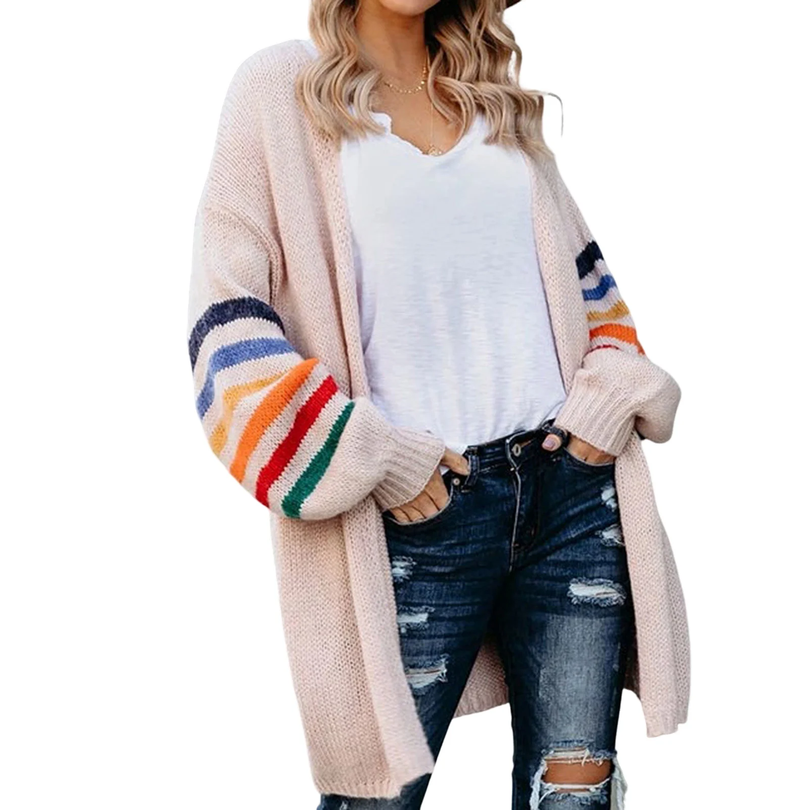 

Women Open Front Knitted Crop Cardigan Solid Color Oversized Long Sleeve Cardigan Gift for Christmas Birthday New Year