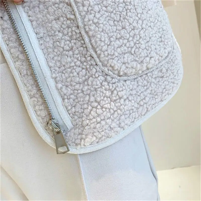 

652F Women Fuzzy Fleece Vest Casual Warm Open Front Cardigan Sweater Sherpas Vest with Pocket Winter Warm Coat Outwear