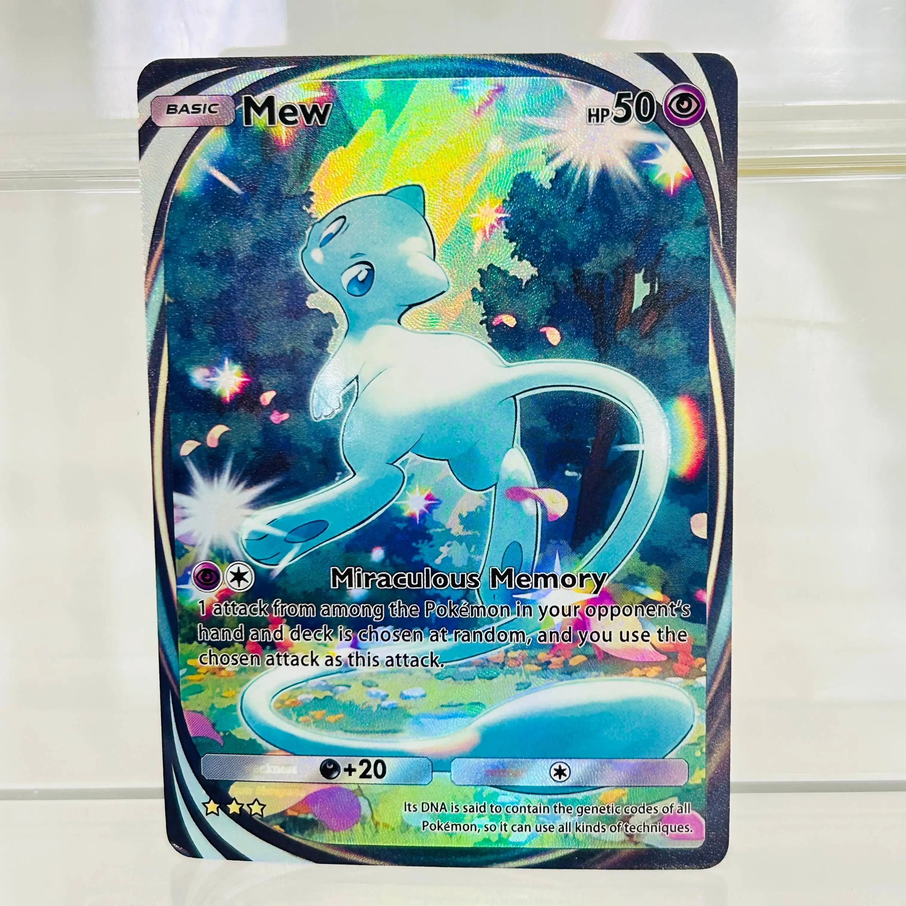 

Pokemon Shiny Mew English DIY Card with Holographic Texture, Perfect Condition Premium Anime Collection Card
