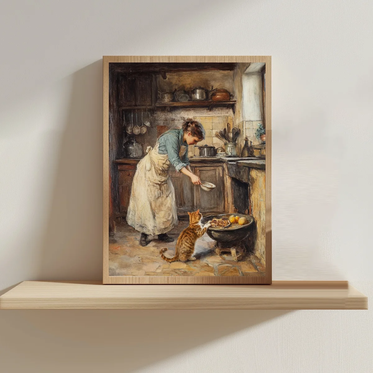 1 Frameless 30 * 40cm Farmer Woman and Cat Cross 11CT/14CT Printed Cross embroidery DIY Kit, Beginner DIY embroidery Set Decorat