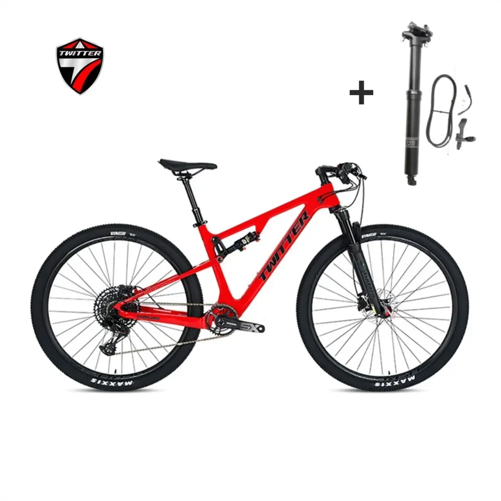 

TWITTER OVERLORD M6100-12S Hydraulic Disc Brake AM Full Shock Soft Tail Carbon Fiber Mountain Bike MTB with Suspension Seat Tube