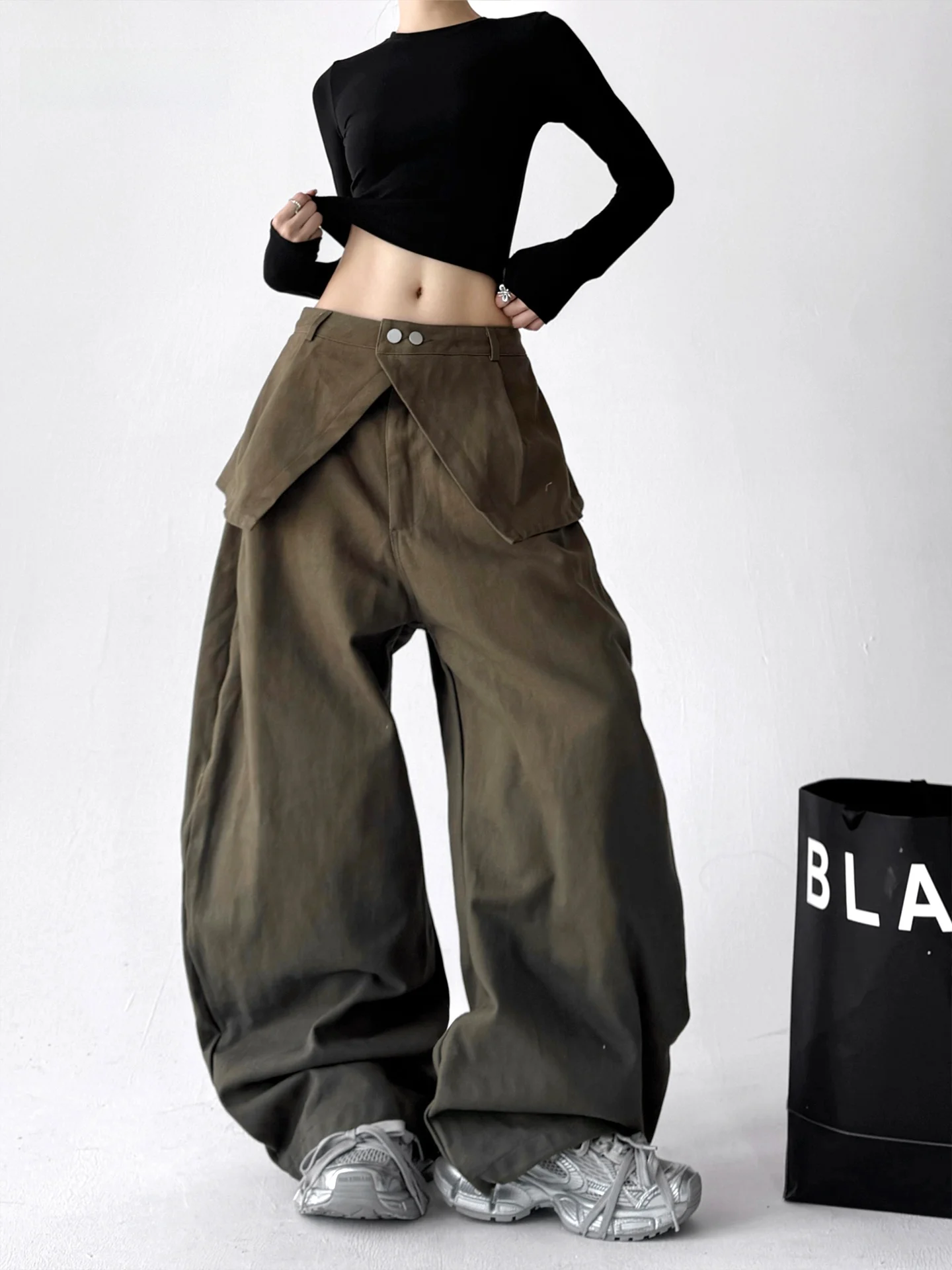 

High Waist Straight Leg Jeans for Pear aped Women Summer Casual Cotton Stretch Double Button Workwear Trousers Fem