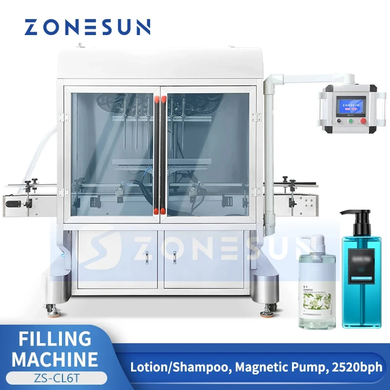 ZONESUN ZS-CL6T Automatic Liquid Filling Machine High Speed Bottle Filler Shampoo Honey Bottling