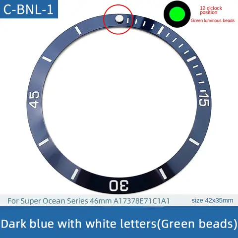 Blå 42 * 35 mm avfasad keramisk bezelinsats för Breitling A17378E71C1A1 timmarkör, reservdel för klocka, skalring, tillbehör 10 best sales 35 mm raminsats - №2