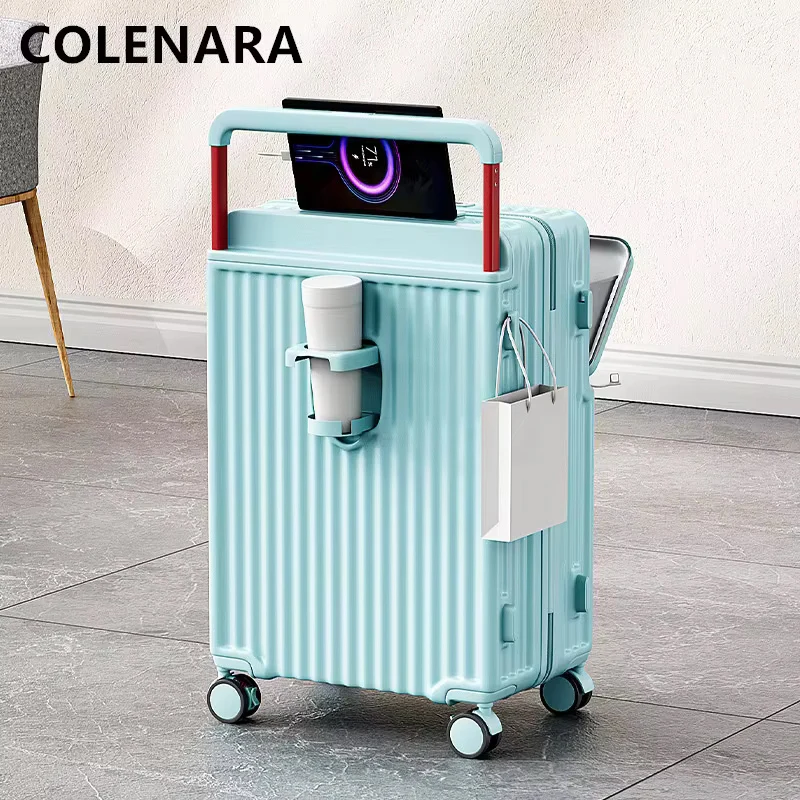 COLENARA Cabin Suitcase Front Opening Laptop Boarding Case USB Charging Multifunctional Trolley Case 20