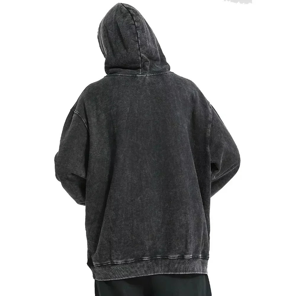 빈티지 Kamado Tanjiro 워시 후드 악마 슬레이어 남성 여성 하라주쿠 streetwear 특대 코튼 풀오버 Y2k 양면 코트