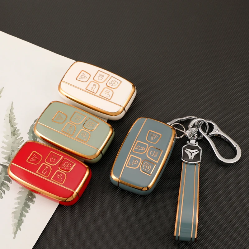For Land Rover Range Rover Sport Evoque Freelander Velar Discovery 4 Jaguar XE XJ XF Guitar TPU Car Remote Key Case Cover Shell