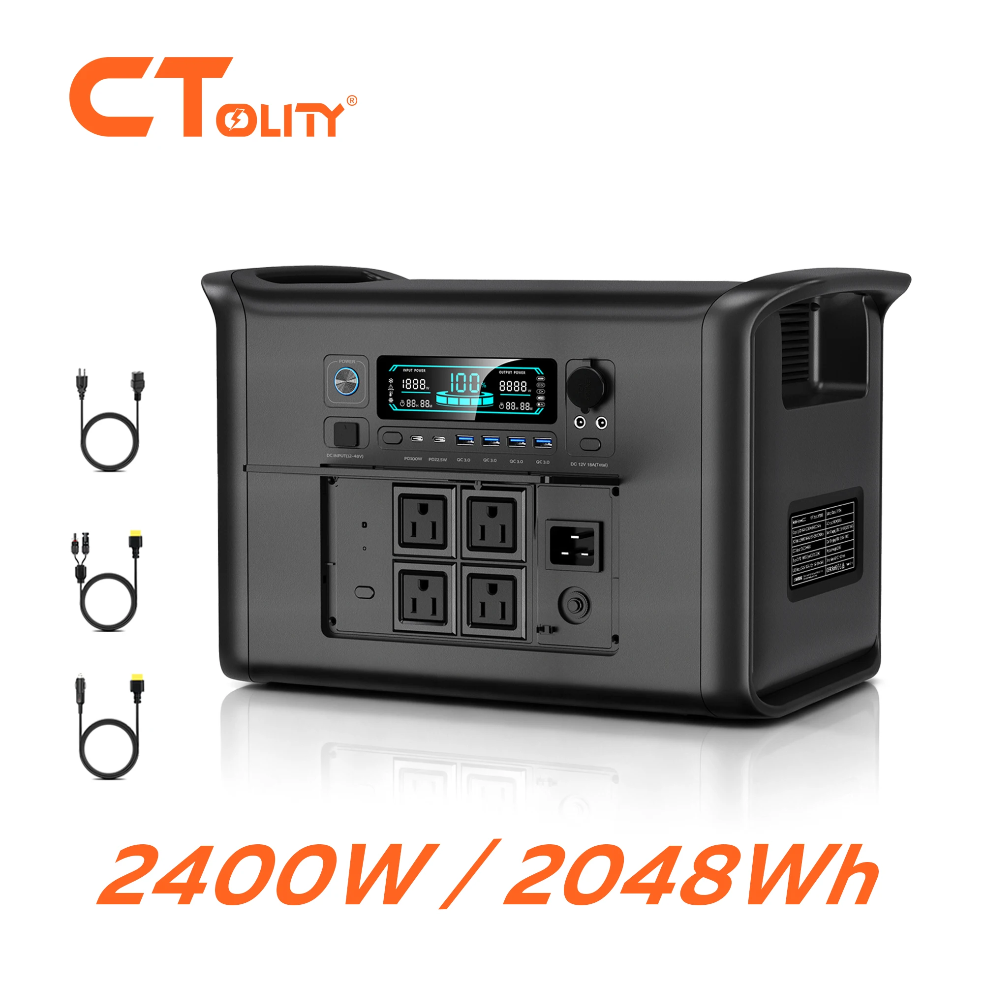 

Портативная электростанция с литиевой батареей 2048 Вт·ч и солнечным генератором, подходит для кемпинга, отключений электричества и других ситуаций.