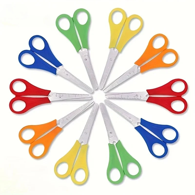 Graduated Student Scissors DIY Handmade Scissors Safety Ruler Graduated Scissors Stationery Student Supplies Office Supplies