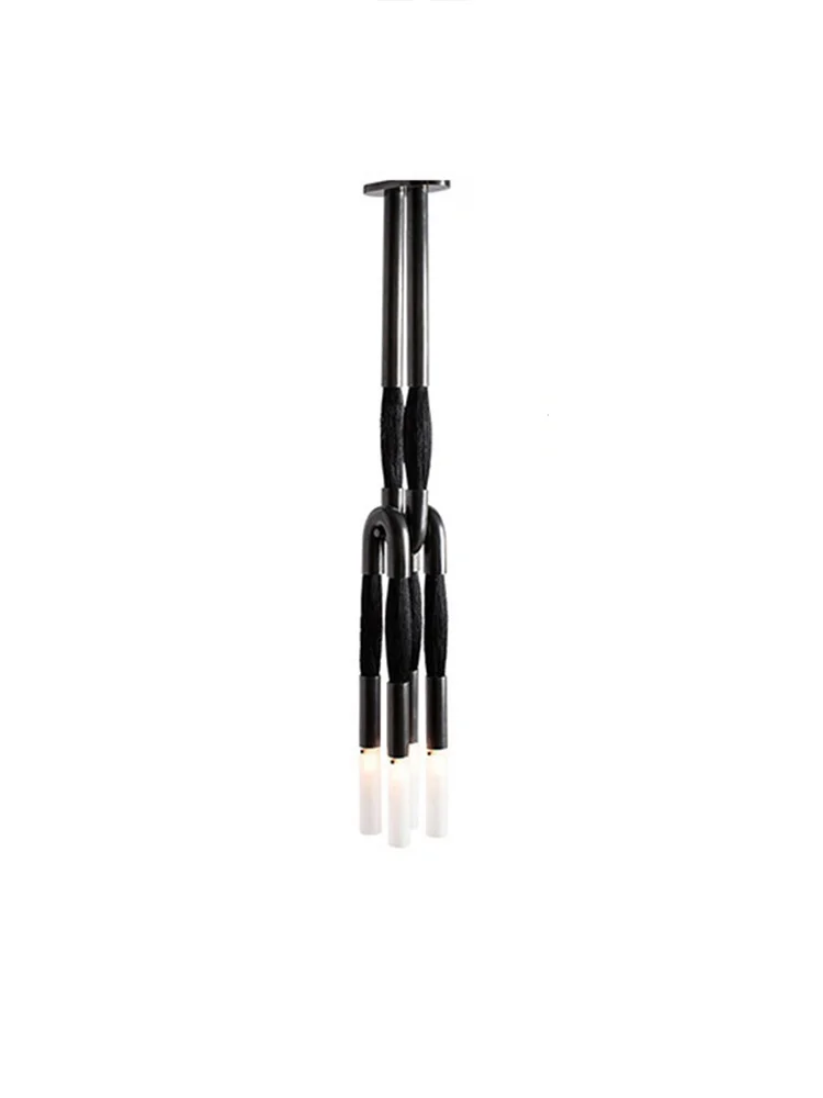 Post-Modern Minimalist Retro Horsehair Multi-color Chandeliers Art Deco Style Creative LED Dimmable Lamps For Living Room