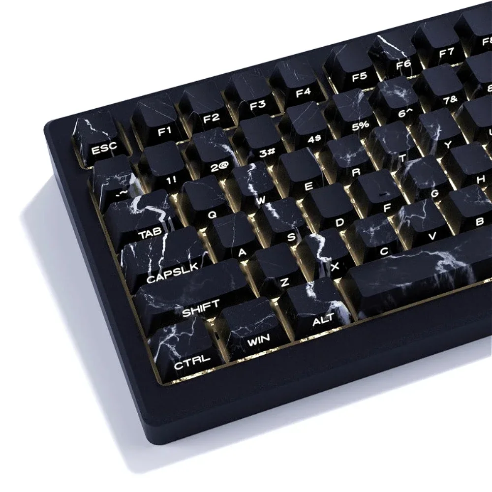 

Marble Theme, Cherry Keycap 131 Keys PBT Black, Transparent, Mechanical Keyboard Accessories for Gaming