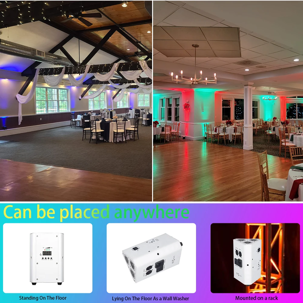 MUXXDJ 4pcs 3*18W RGBW 6in1 3 Angle Battery LED Par Light Mini DMX512 Can Be For Stage Concert Birthday Party