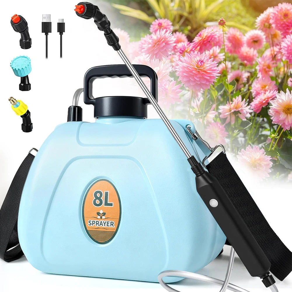 Pulvérisateur électrique automatique 8L, pulvérisateur de jardin, pulvérisateur portatif rechargeable, pulvérisateur atomiseur, arrosoir à bandoulière