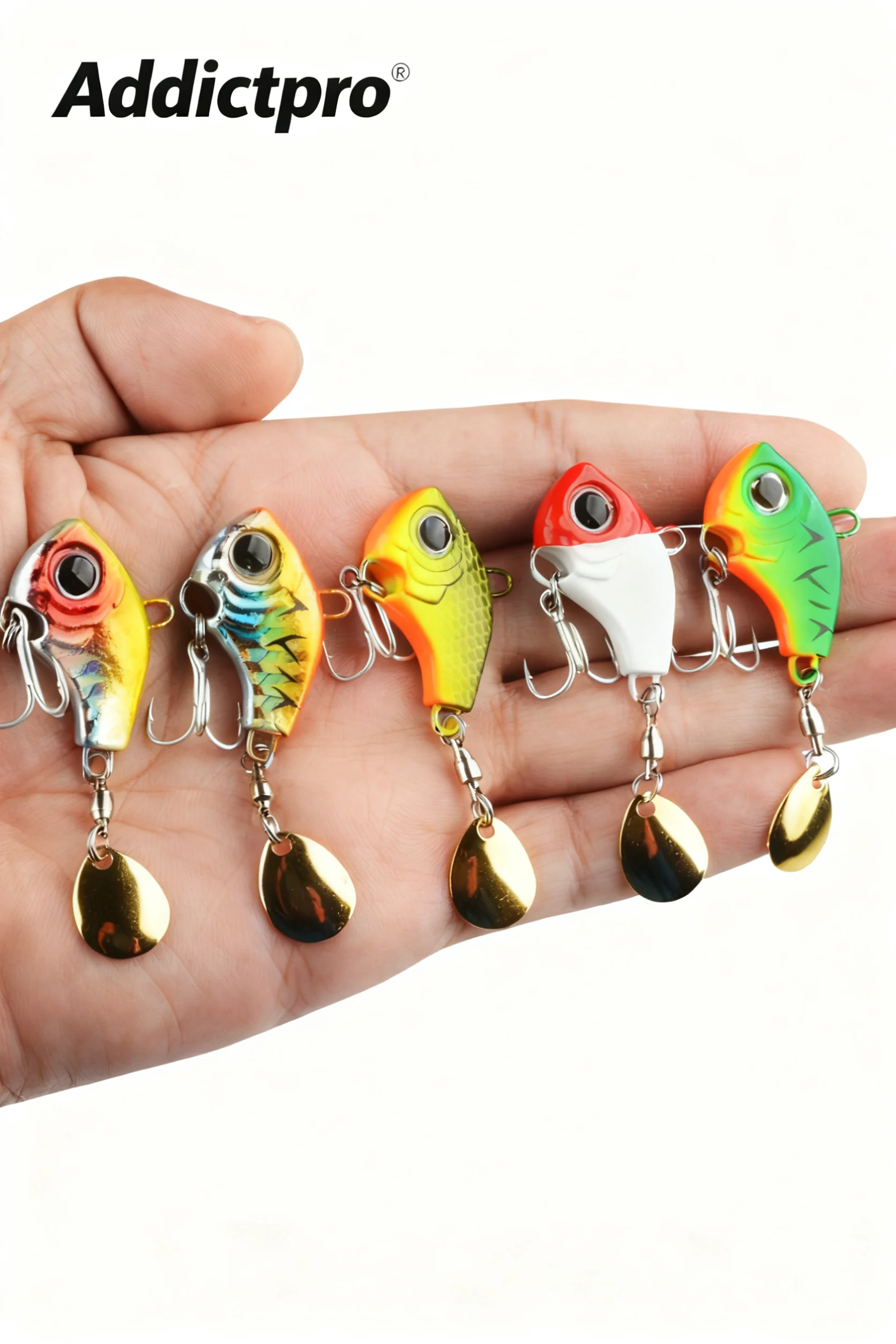 

Addictpro 5pcs Hard Fishing Lures Set Wobbler Spinner Spoon VIB Vibration Bait SpinBait Artificial Jig for Sea Fishing Tackle