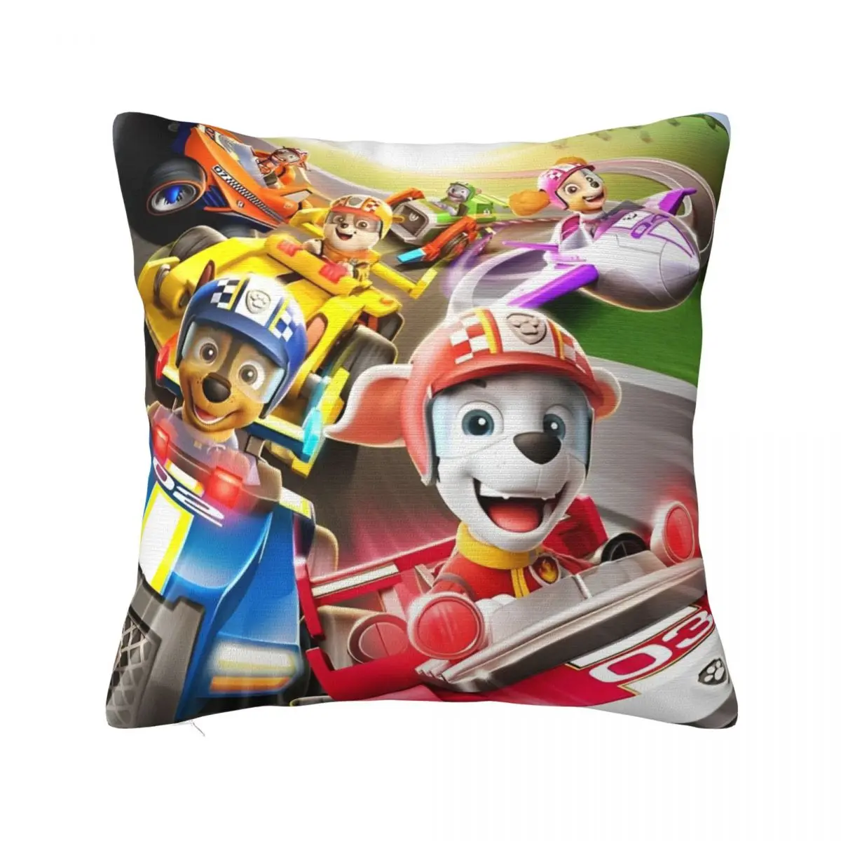 Printed Cute Cartoon P-Patrol Dog Pillowcase Cushion Cover Decor Marshall Chase Rubble Throw Pillow Case Cover Home Square 45cm