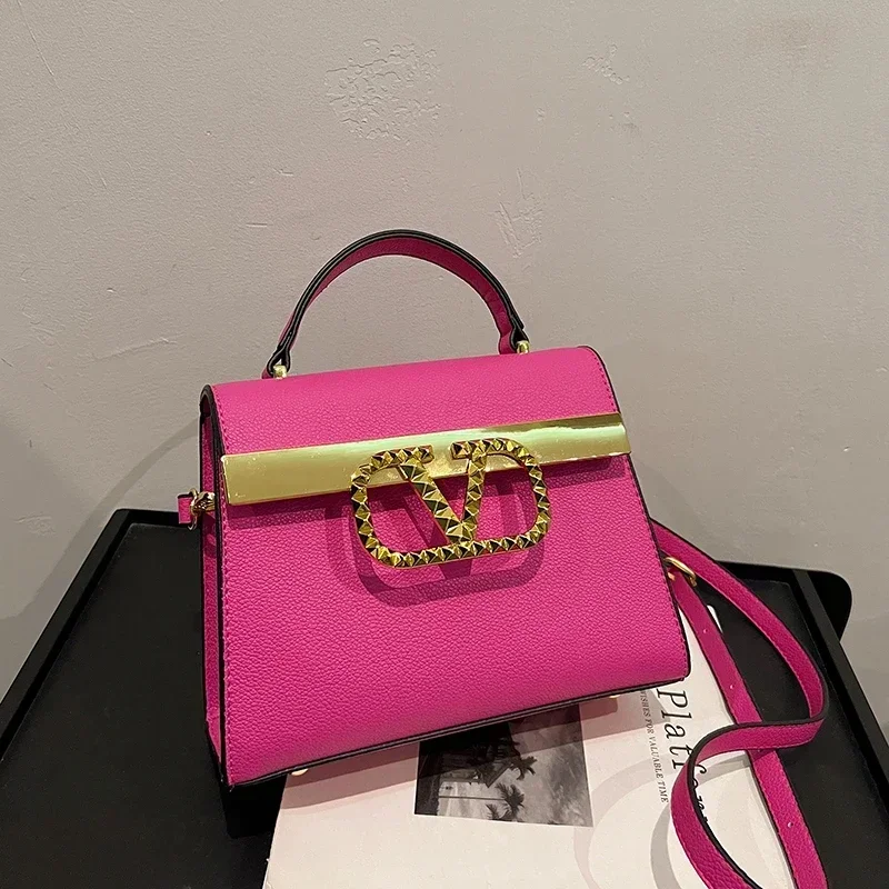 2024 New Women Shoulder Bags,Purple Plaid Stitching Crossbody Bag,Metal Tassel Ornament Small Square Bag, Handbags For Women