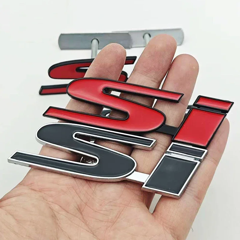 3D Metal Car Sticker Logo SI Rear Trunk Badge Front Grille Emblem Decals For Honda Civic Fit  CRV Accord Autompbile Acessories
