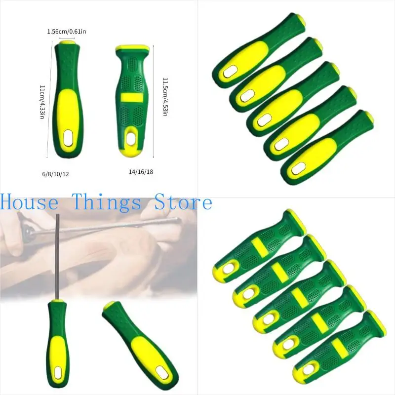 5Pcs Rubber File Handle Rectangular Hole Ergonomic Handles for 6/8/10/12/14/16/18inch Flat and Half Round Metal File