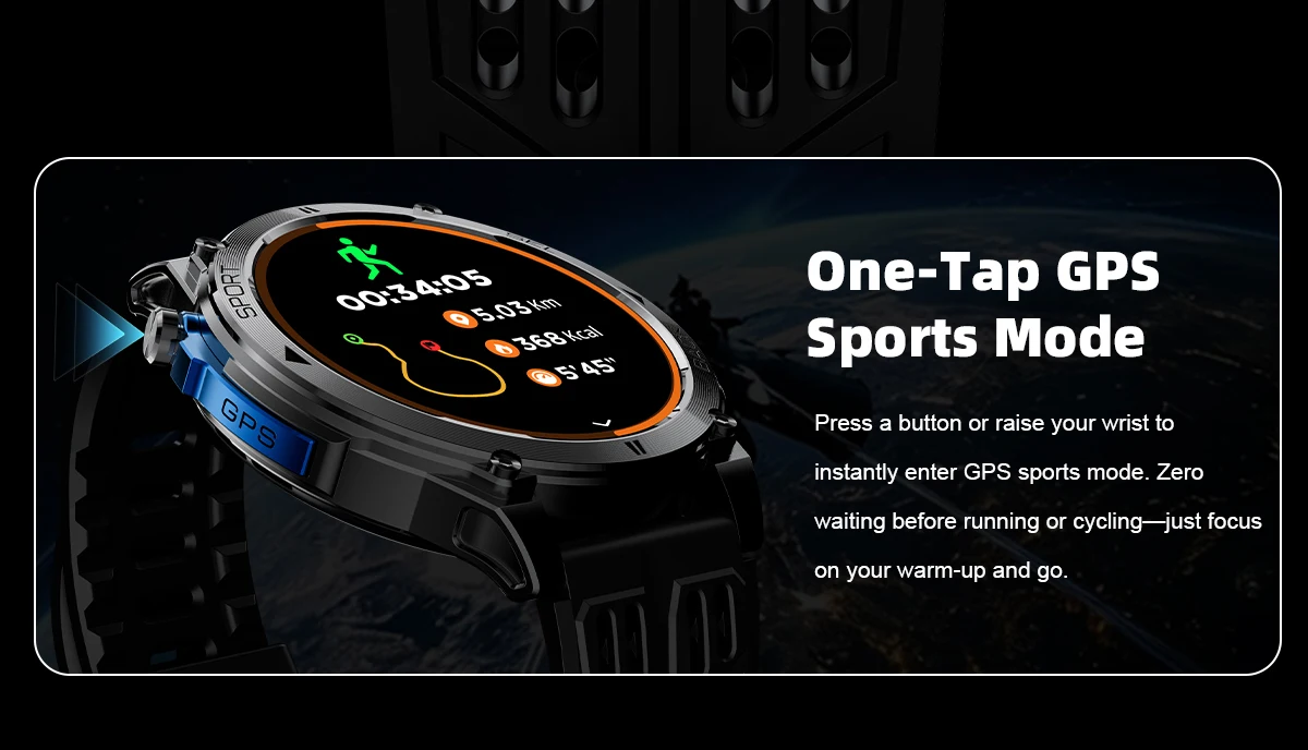 Neue T-RX 4 Militär-GPS-Smartwatch für Herren, 6 Satelliten, präzise Positionierung, 10 ATM wasserdicht, HD-Anruf, 170+ Sportmodi, LED-Taschenlampe – Detail 6