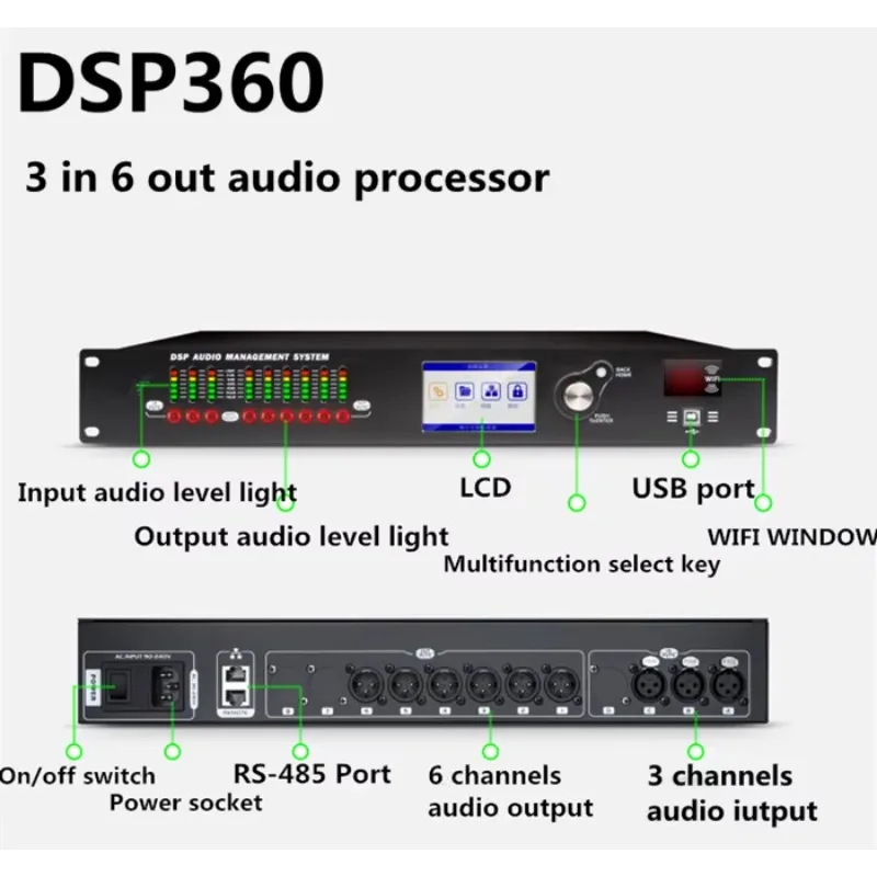 

3 In 6 Out / 4 In 8 Out Stage Performance Dj Equipment Effect Sound Professional Digital Speaker Audio DSP Processor