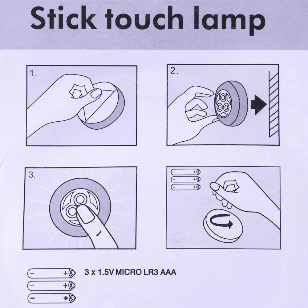 1pc Bedside Night Light,Cordless Touch Lamp,Battery Powered LED Wall Light,Portable Cabinet Light,Hallway,Kitchen,Bedroom,Closet