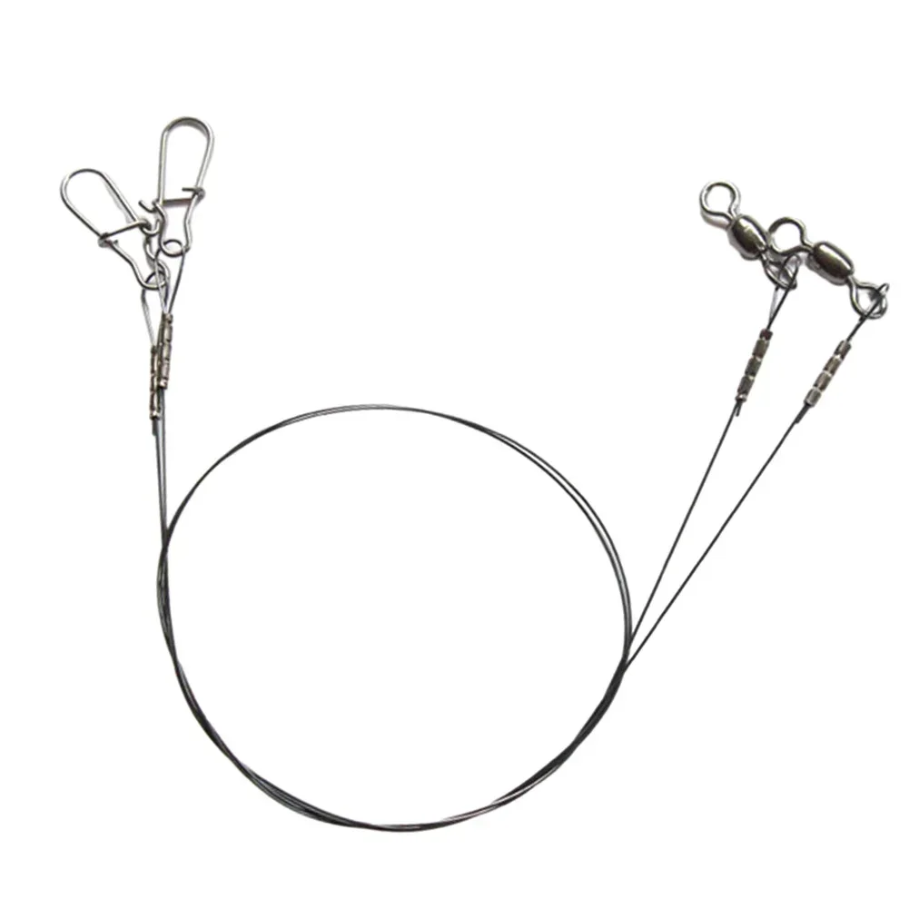 2x Fishing Titanium-Wire Leader Line With Swivel Duo-Lock Snap 30/35cm Anti-bite Thread For Predatory Fish Tackle