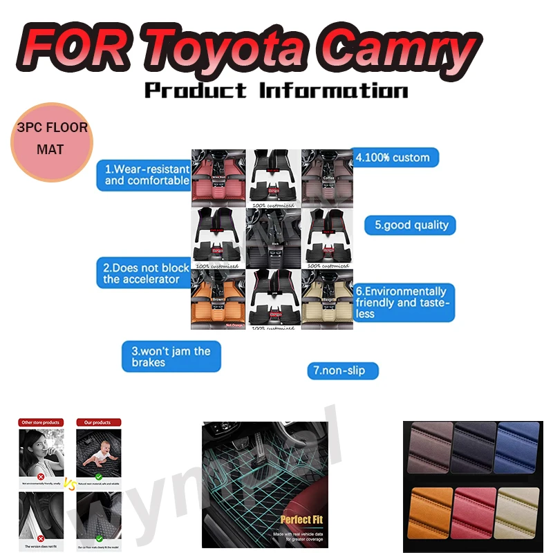 

LUXURY Car Floor Mats For Toyota Camry 2012-2017 2013 2014 2015 2016 Custom Auto Foot Pads Automobile Carpet Cover interior