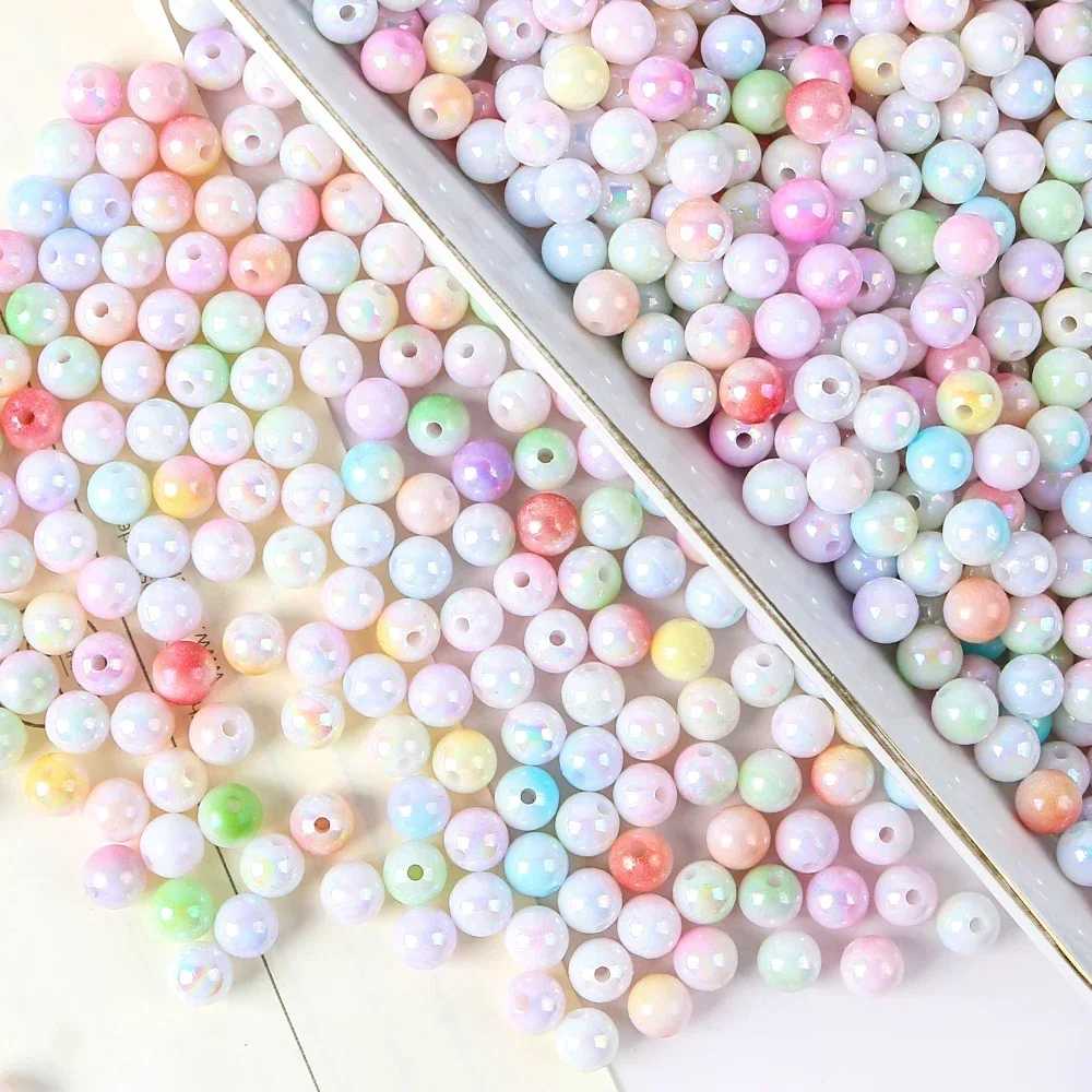 6 8 10mm Candy Color Acrylic Ab Beads Diy Bracelet Necklace Pendant Earrings Loose Spacer Round Beads For Jewelry Making