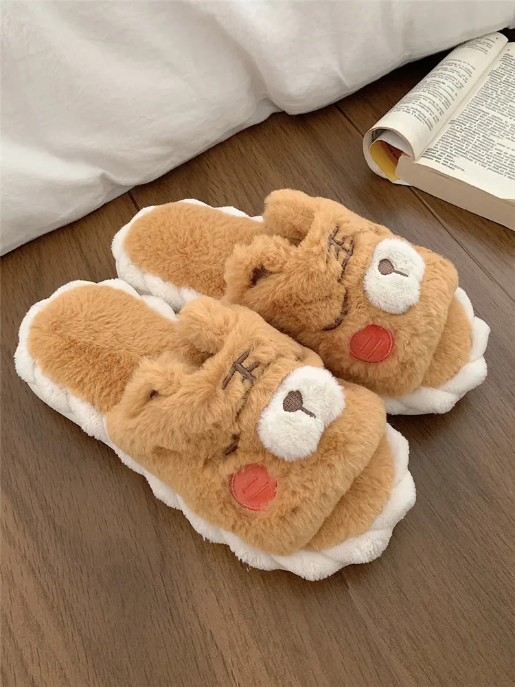 

Funny Lovers Cute Cartoon Tiger Cotton Slippers Men's And Women's 2022 Winter Home Indoor Antiskid Soft Soled Slipper