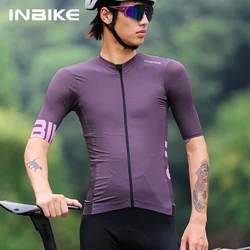 INBIKE Men's Short Sleeve Jersey Summer Professional MTB Clothing for Men Quick Drying Mountain Road Bike Shirts with 3 Pockets