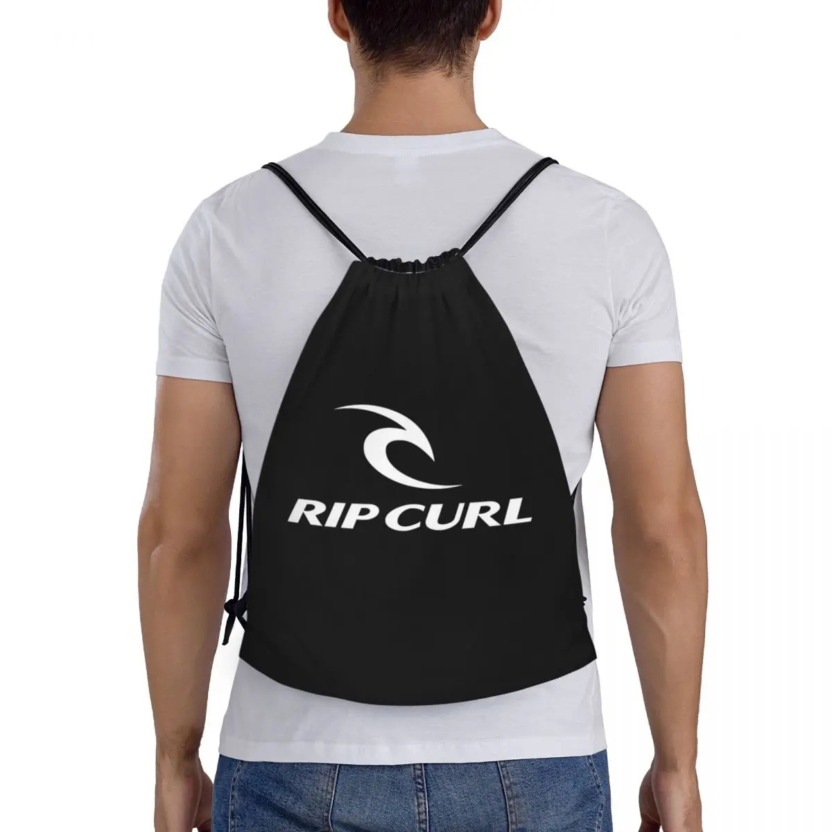 

Rip Curl Logo Backpacks Casual Portable Drawstring Bags Shoes Bag Book Bags For Travel Students
