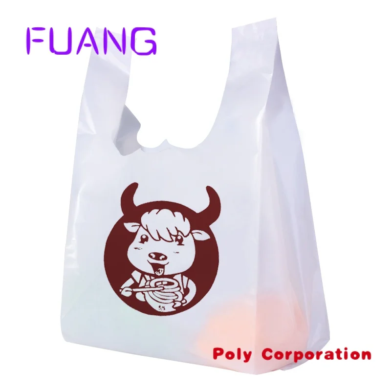 Custom  Custom logo hotel packing bag vest Take-out plastic handbag for restaurant