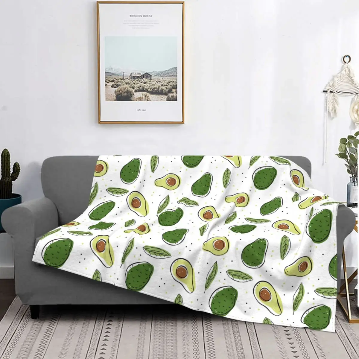 

Cute Avocado Fruit Blanket Flannel Textile Decor Portable Super Warm Throw Blankets for Bed Bedroom Plush Thin Quilt