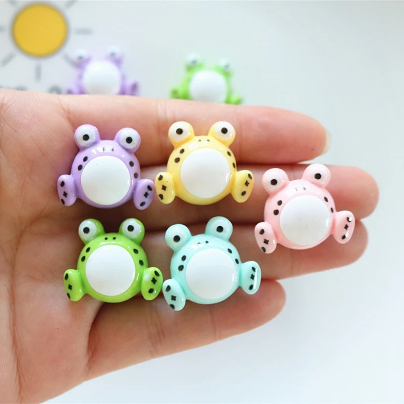 Cute cartoon animal frog resin flat back decoration scrapbook Kawai DIY hair clip mobile phone decoration accessories 10 pieces