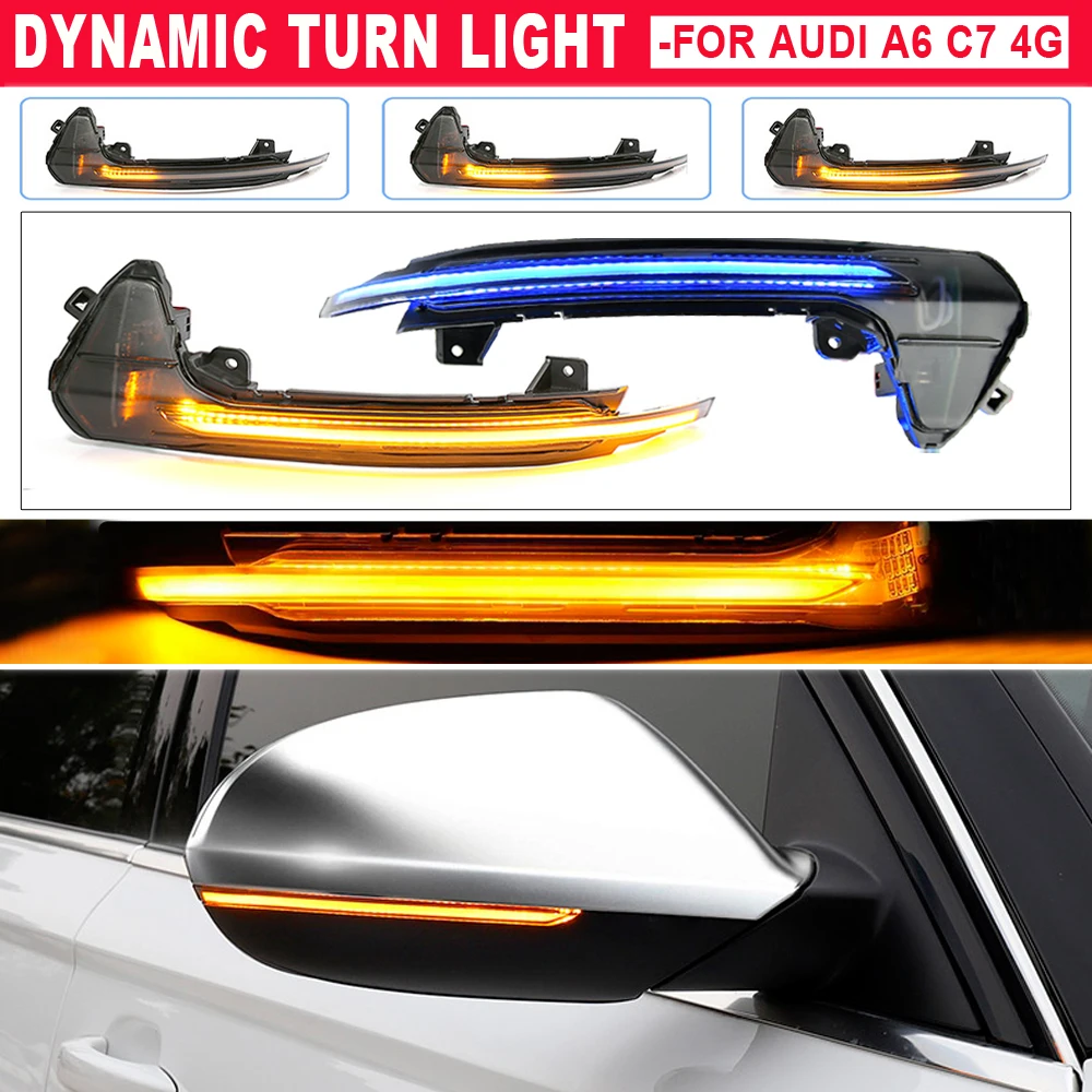 

2 шт. для Audi A6 C7 C7.5 RS6 S6 4G 2012-2018 светодиодное динамическое боковое зеркало заднего вида последовательный указатель поворота
