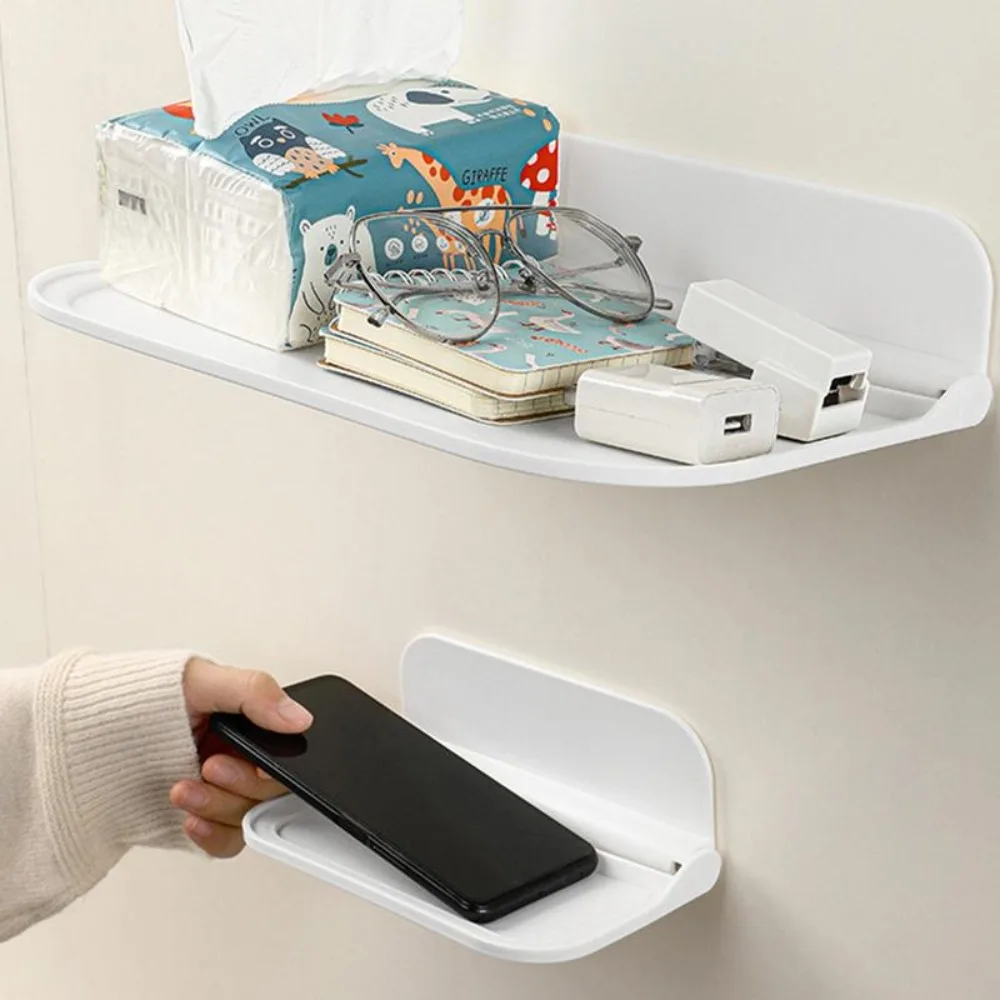 

1Pcs Plastic Floating Bathroom Accessories Waterproof Punch-Free Wall Shelf Storage Rack Phone Holder Towel Rack