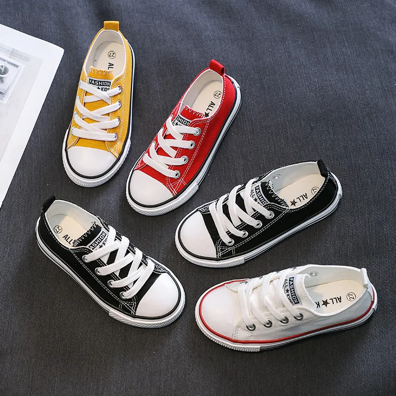 Spring Autumn Children Low-top Canvas Shoes Baby Soft Casual Shoes Girls White Board Sneakers Boys Breathable Canvas Shoes