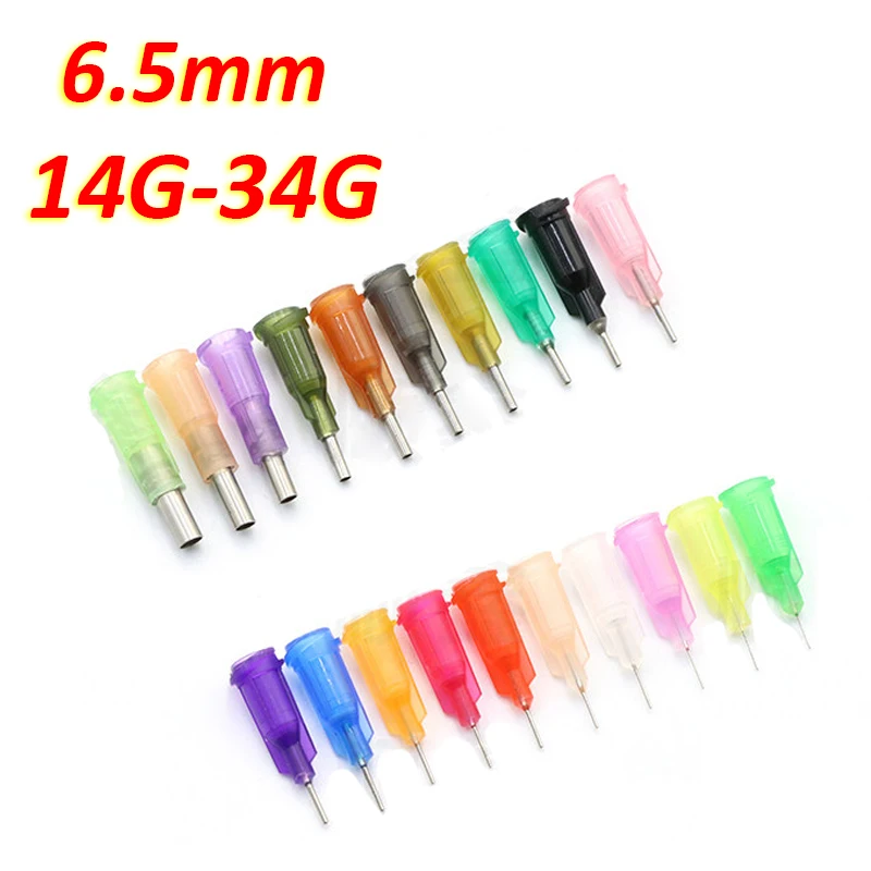 100PCS 6.5mm Industrial Plastic Stainless Dispensing Needle  1/4inch Luer Lock Blunt Syringe Tip Precision Liquid Glue Dispenser