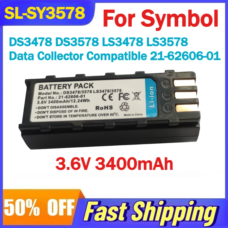 3.6V 3400mAh SL-SY3578 Li-Ion Battery for Symbol DS3478 DS3578 LS3478 LS3578 Data Collector Compatible 21-62606-01