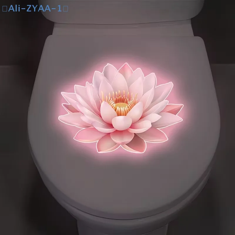 【ZYAA-1】1Pcs Glow-in-the-Dark Flower Toilet Sticker Self-Adhesive Removable Bathroom Decal Mandala Wall Sticker