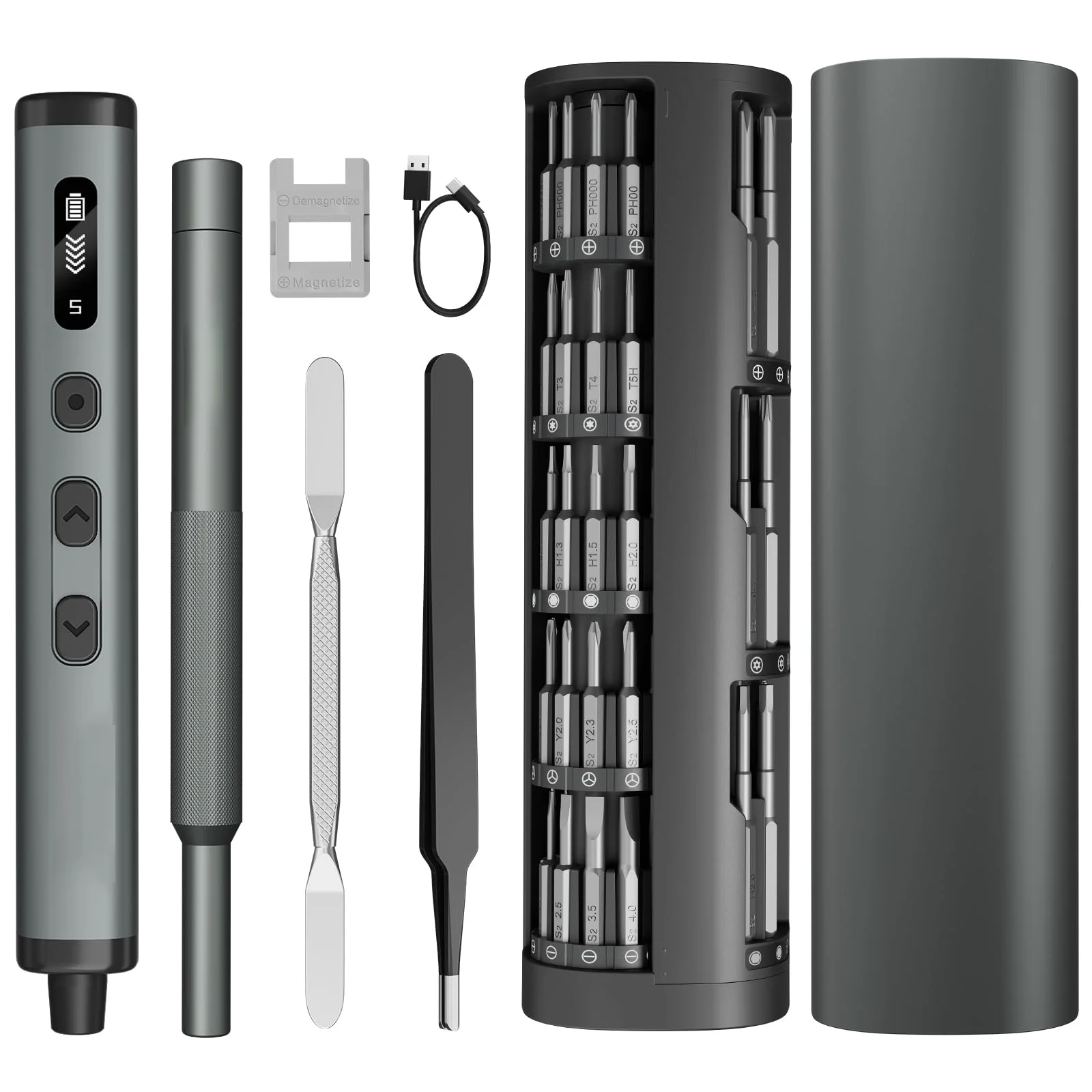 Mini 78 IN 1 Cordless Electric Screwdriver Set with 72 S2 Bits 5-Gear Torque Adjustment Digital Display Screen for Phone Camera