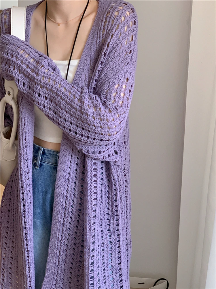 Colorfaith SWC9659JX New 2024 Vintage Elegant Korean Fashion Oversized Knitting Cardigans Women Spring Summer Sweaters Long Tops