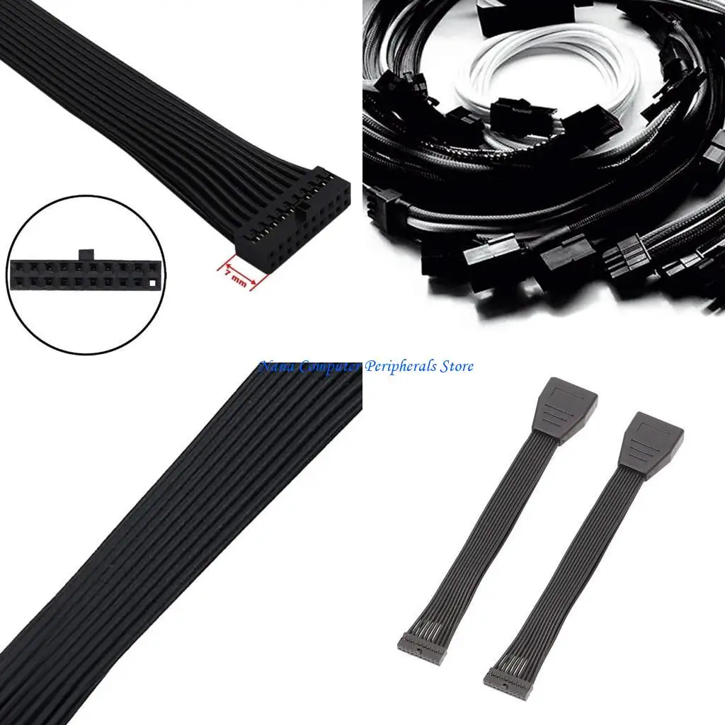 F68C USB Header Extension Cable Low Profile USB Internal 19/20 Pin Header Extender Motherboard Adapter 5.9 inch