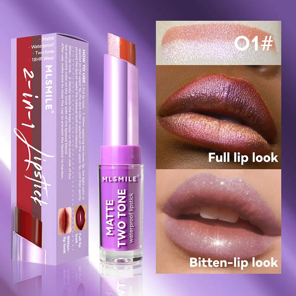 1 Stuk Tweekleurige Lippenstift Langdurige Vochtinbrengende Matte Non-Stick Waterdichte Lip Cup Lippen Rode Tint Parelmoer Diamant Sexy M H3h4
