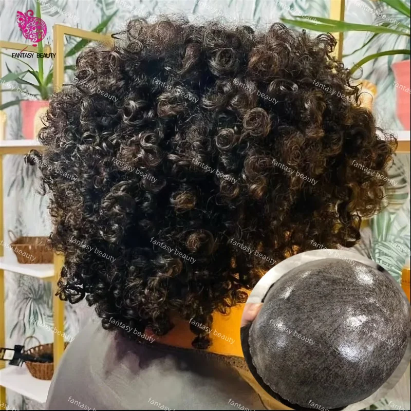 

Натуральная линия волос 15 мм вьющийся мужской парик из микрокожи из искусственной кожи супер прочный # 1B10 # 1B20 Черный Серый Коричневый Человеческий Протез Волос Мужские Парики