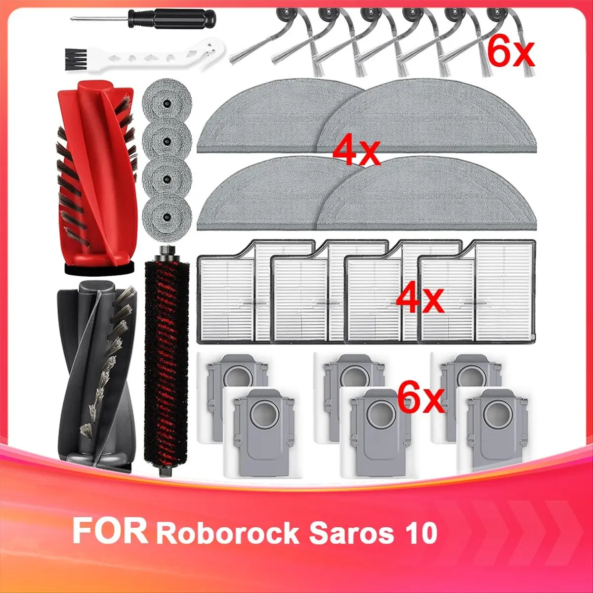 29 Pack Accessories Kit for Saros 10 Robot Vacuum,These Replacement Parts are Compatible-TCES