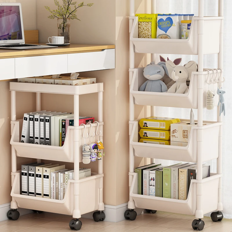 Snack Trolleys for Home and Office, Durable Bookshelf Storage, Multilevel Desk Organizer, Practical Design