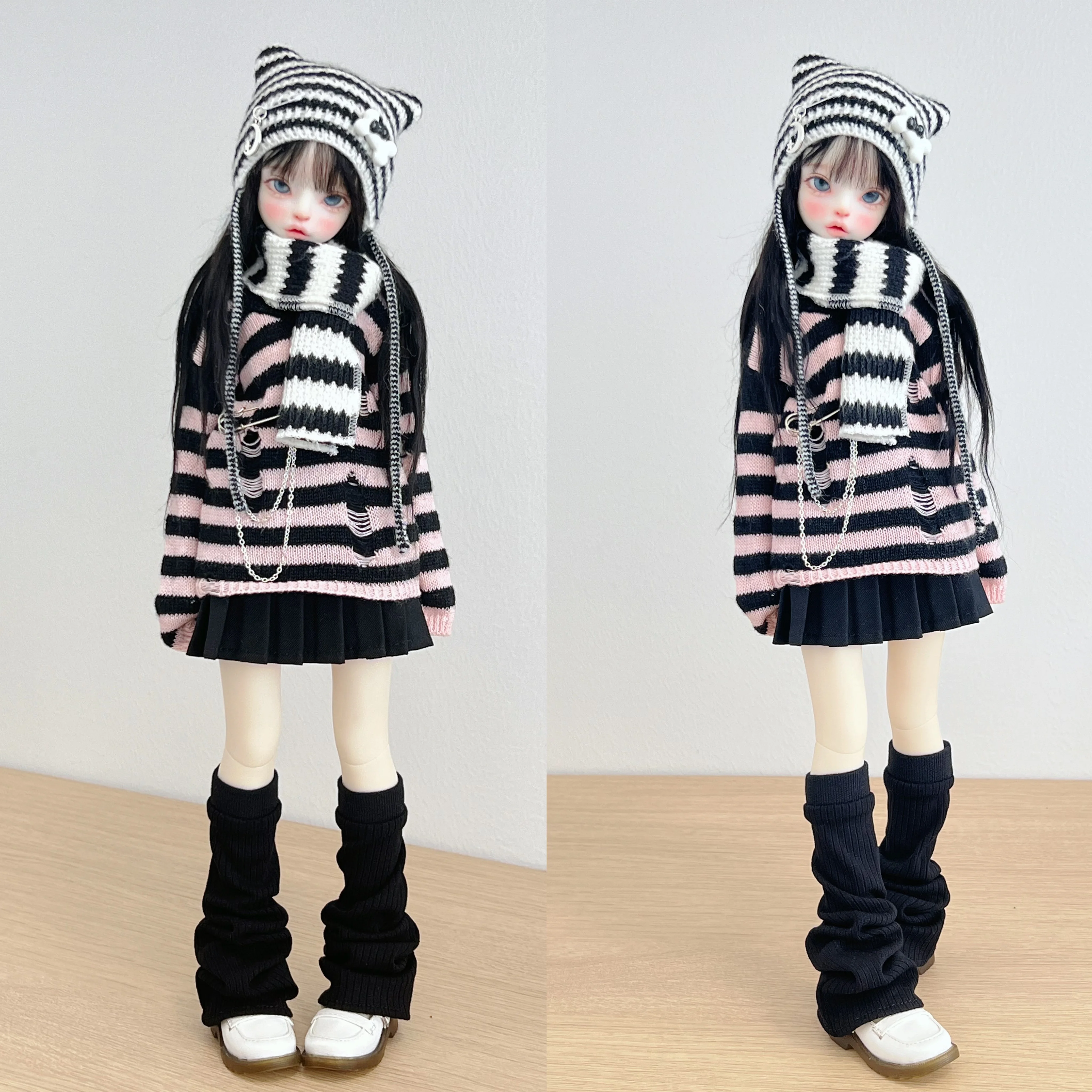 1/4 Bjd Doll Hole Sweater Versatile Pants Academy Style Pleated Skirt Graduation Dress 1/3 Bjd Doll Hat For Blythe Doll Head